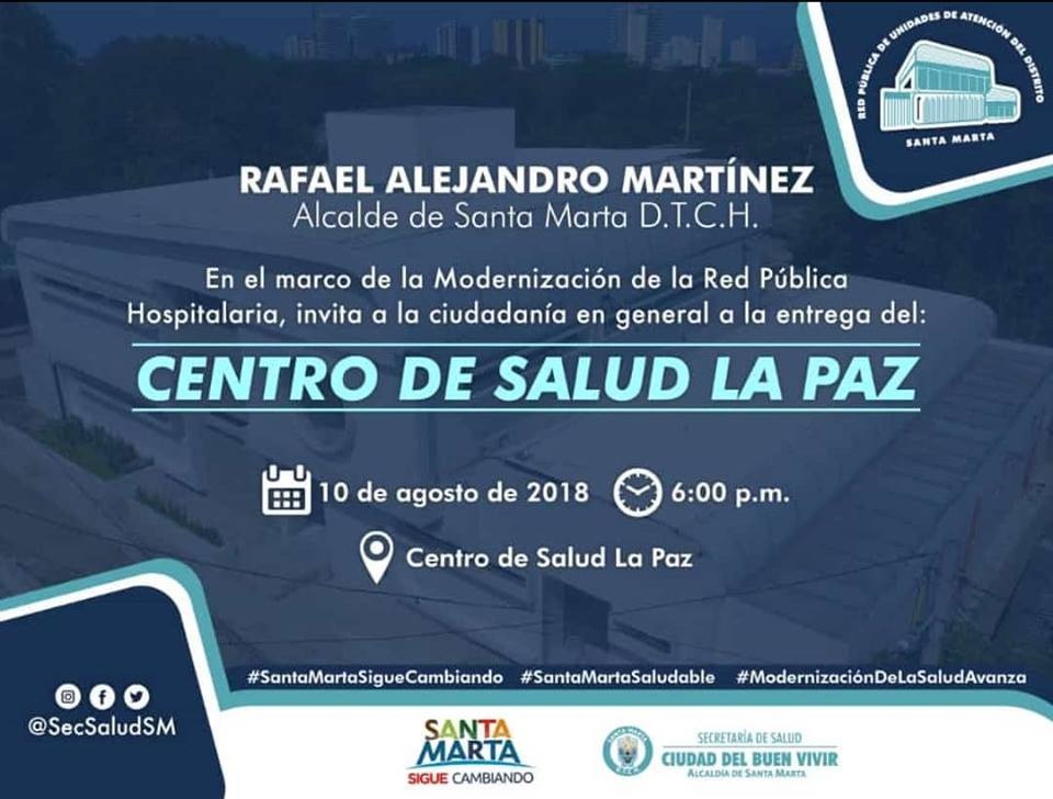 Alcalde Rafael Martínez entregará nuevo centro de salud de La Paz Alcalde Rafael Martínez entregará nuevo centro de salud de La Paz