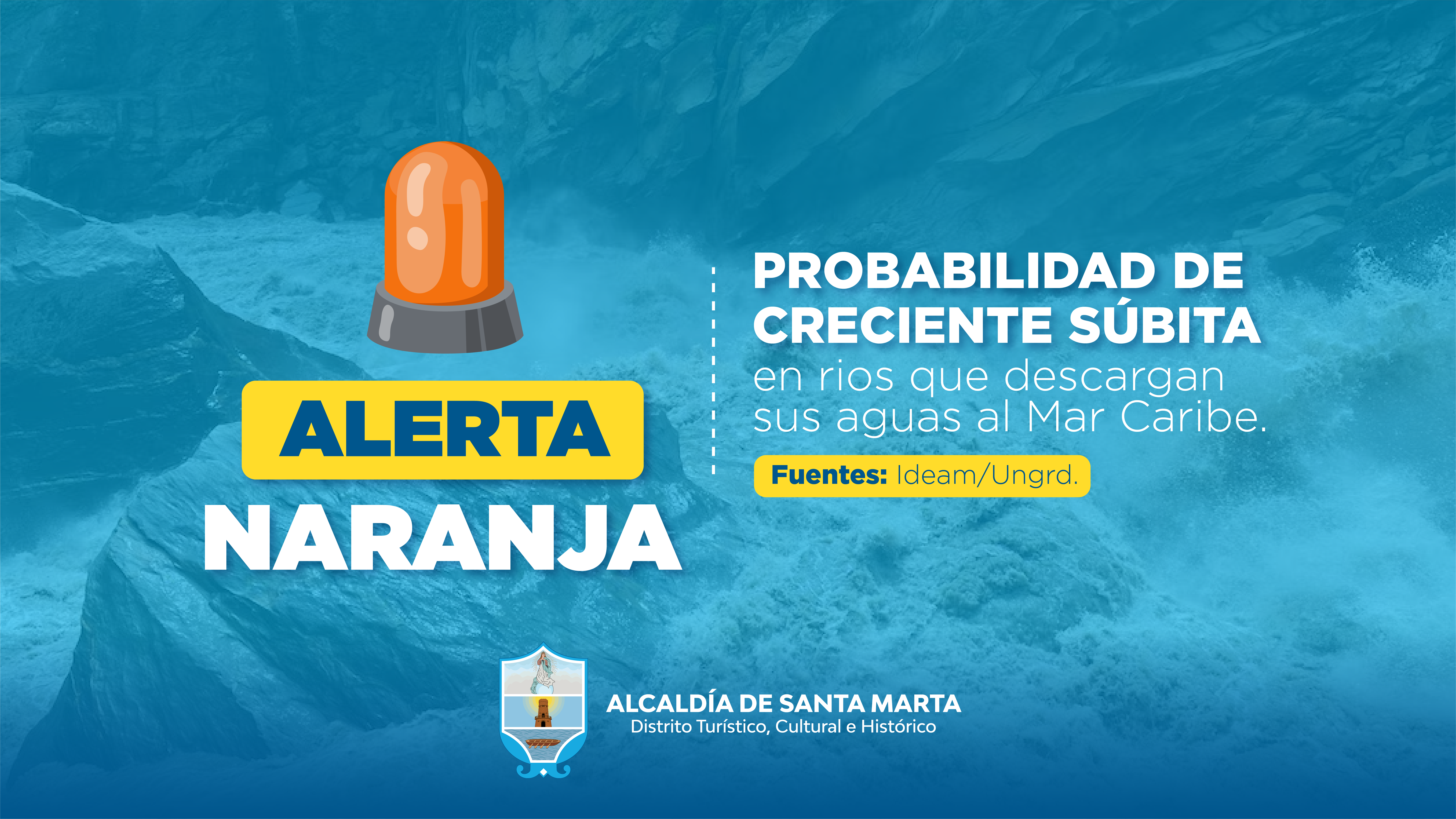 Alerta naranja por amenaza de crecientes súbitas en Santa Marta Alerta naranja por amenaza de crecientes súbitas en Santa Marta