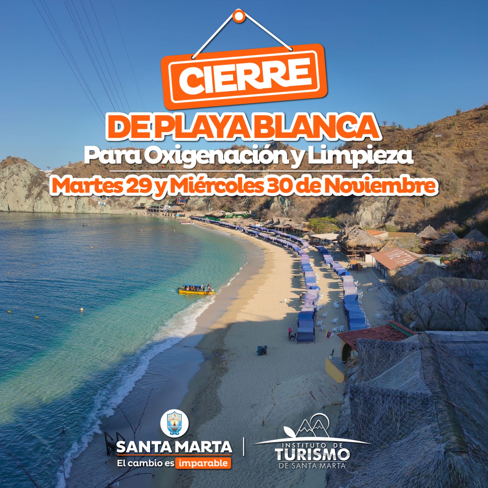 Playa Blanca tendrá cierre temporal este 29 y 30 de noviembre por oxigenación y limpieza Playa Blanca tendrá cierre temporal este 29 y 30 de noviembre por oxigenación y limpieza