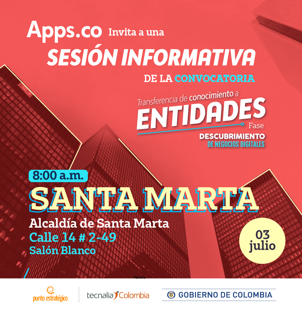 Se socializará la convocatoria Transferencia de conocimientos de Apps.co a entidades de Santa Marta Se socializará la convocatoria Transferencia de conocimientos de Apps.co a entidades de Santa Marta