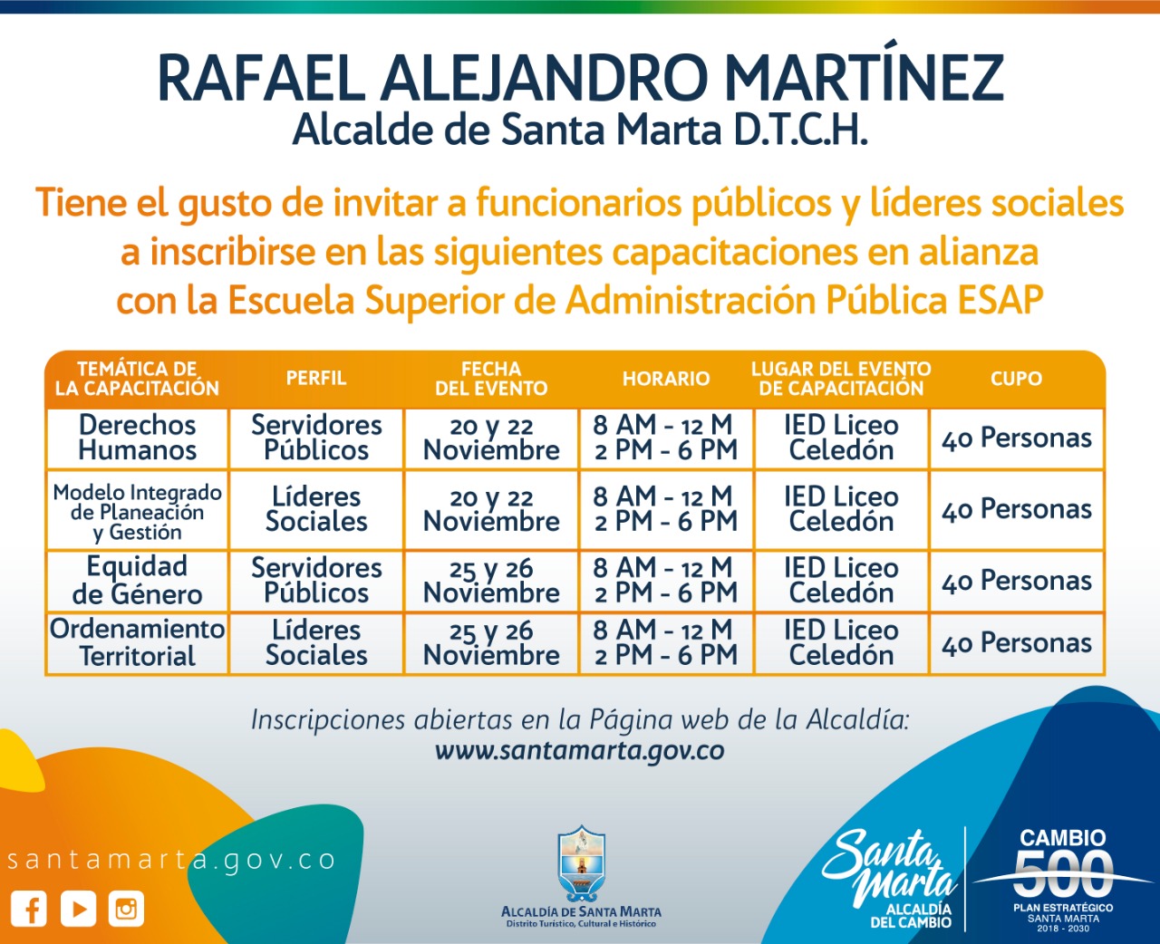 Alcaldía del Cambio en compañía con la ESAP capacitarán a funcionarios públicos y líderes sociales Alcaldía del Cambio en compañía con la ESAP capacitarán a funcionarios públicos y líderes sociales
