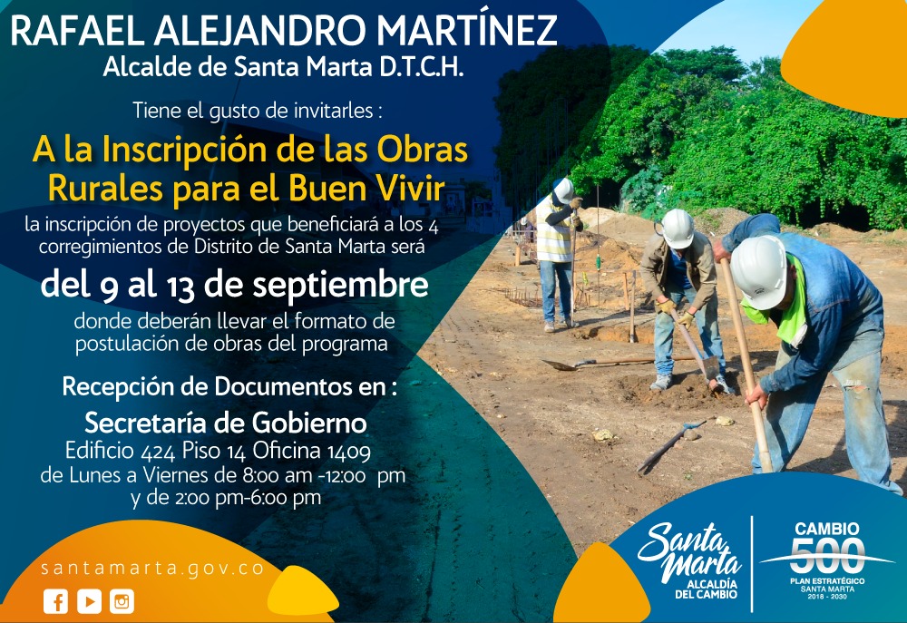 Abiertas inscripciones para ´Obras rurales para el buen vivir’ Abiertas inscripciones para ´Obras rurales para el buen vivir’