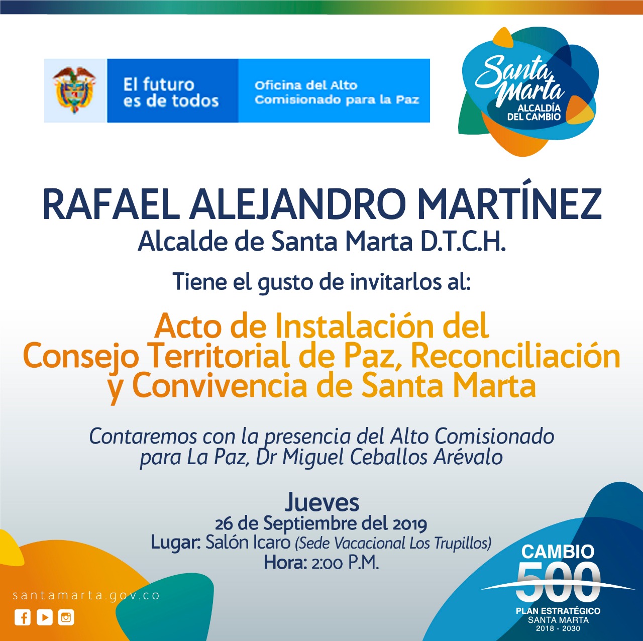 Alcaldía prepara Instalación del Consejo Territorial de Paz, Reconciliación y Convivencia de Santa Marta Alcaldía prepara Instalación del Consejo Territorial de Paz, Reconciliación y Convivencia de Santa Marta
