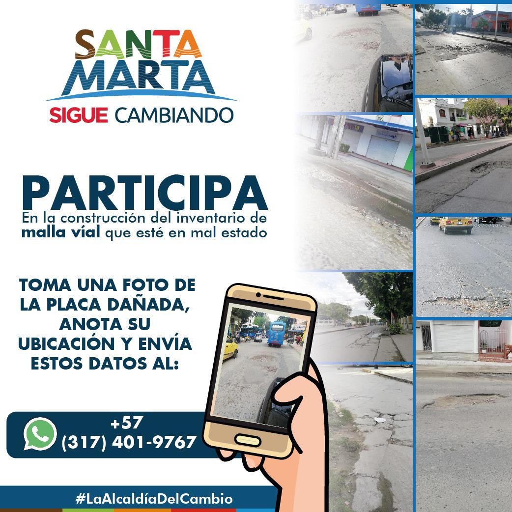 Masivamente samarios envían sus reportes para inventario de malla vial de la ciudad Masivamente samarios envían sus reportes para inventario de malla vial de la ciudad