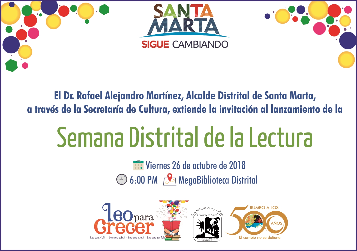 Este viernes 26 de octubre Distrito inicia Semana de la Lectura Este viernes 26 de octubre Distrito inicia Semana de la Lectura