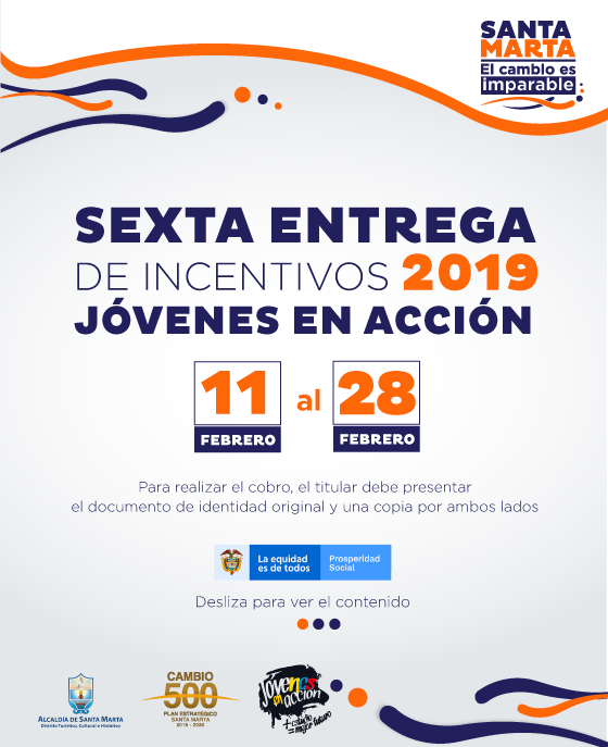 Alcaldía habilita14 puntos para  la sexta entrega de incentivos a beneficiarios del programa Jóvenes en Acción