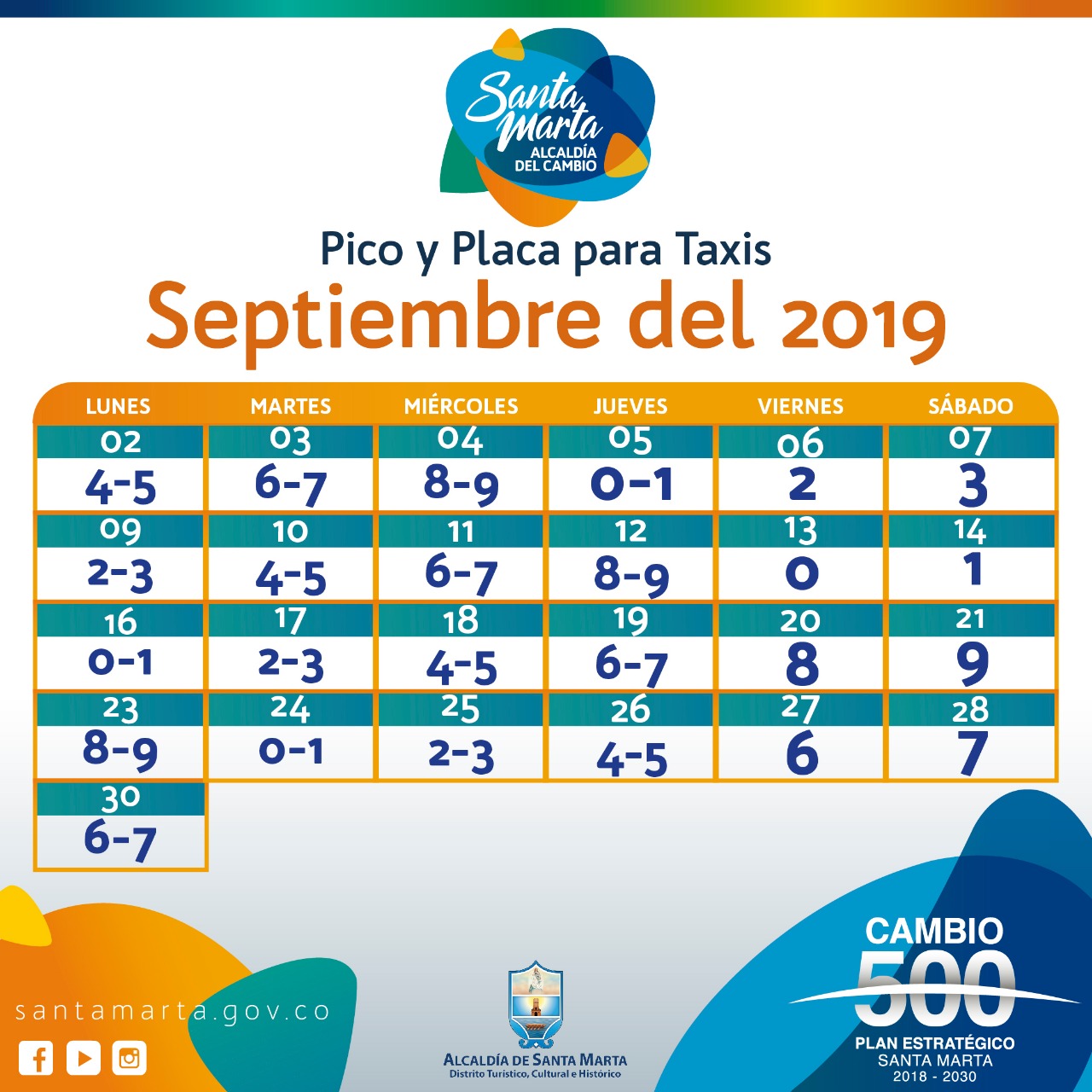 Según el decreto vigente, Alcaldía actualiza cronograma de ‘Pico y Placa’ para vehículos tipo Taxi Según el decreto vigente, Alcaldía actualiza cronograma de ‘Pico y Placa’ para vehículos tipo Taxi