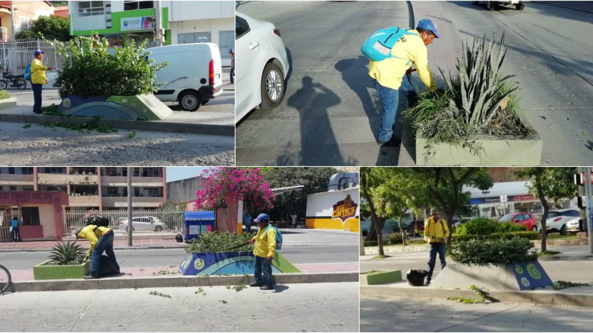 Essmar realiza limpieza de separadores en las principales avenidas