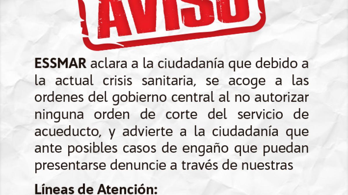 Essmar suspende corte de agua a morosos