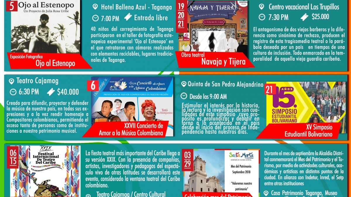 Samarios disfrutarán de una variada agenda cultural en septiembre