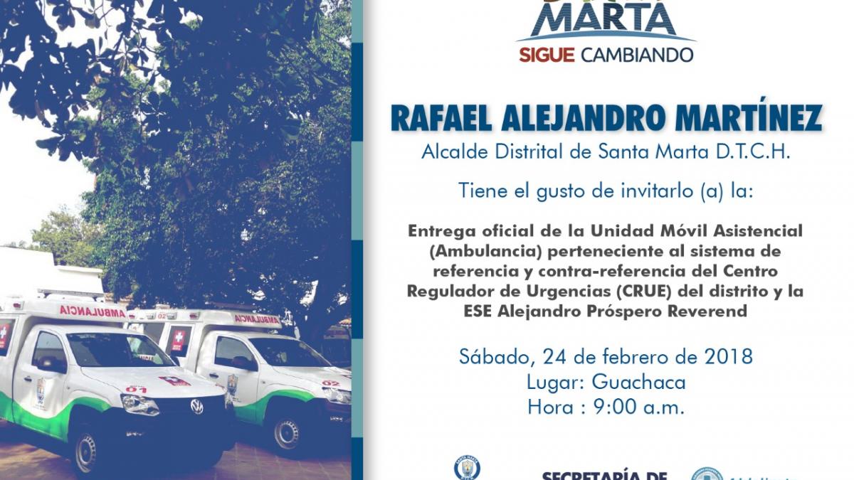 Alcalde entrega nueva ambulancia TAB al Sistema de Referencia y Contrarreferencia del Distrito