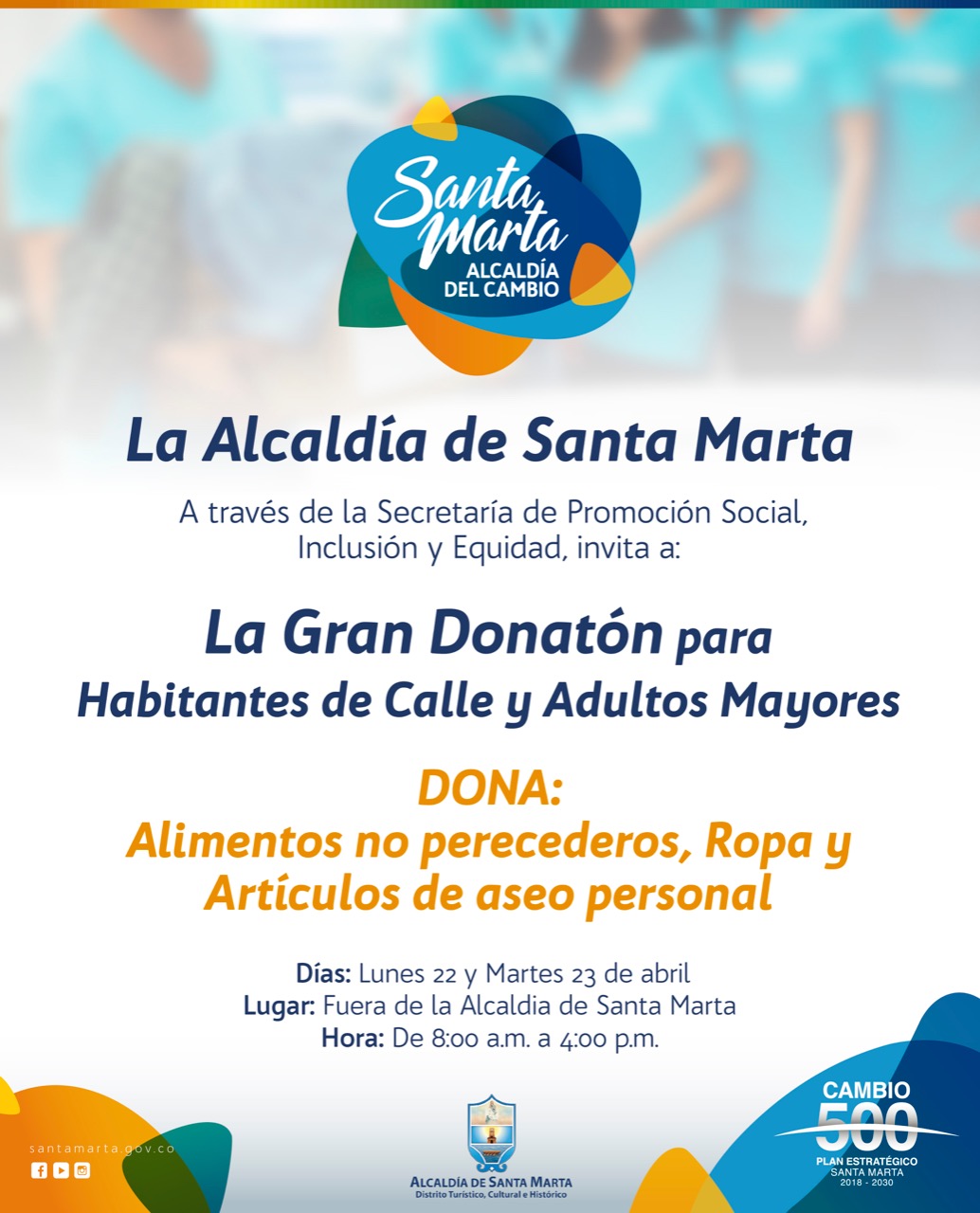 Donatón para habitantes de calle y adultos mayores de Santa Marta Donatón para habitantes de calle y adultos mayores de Santa Marta