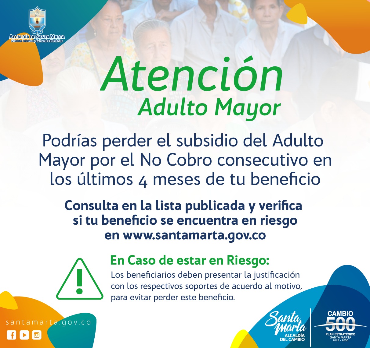 Alcaldía publicó listado de beneficiarios en riesgo de perder Subsidio del Adulto Mayor Alcaldía publicó listado de beneficiarios en riesgo de perder Subsidio del Adulto Mayor